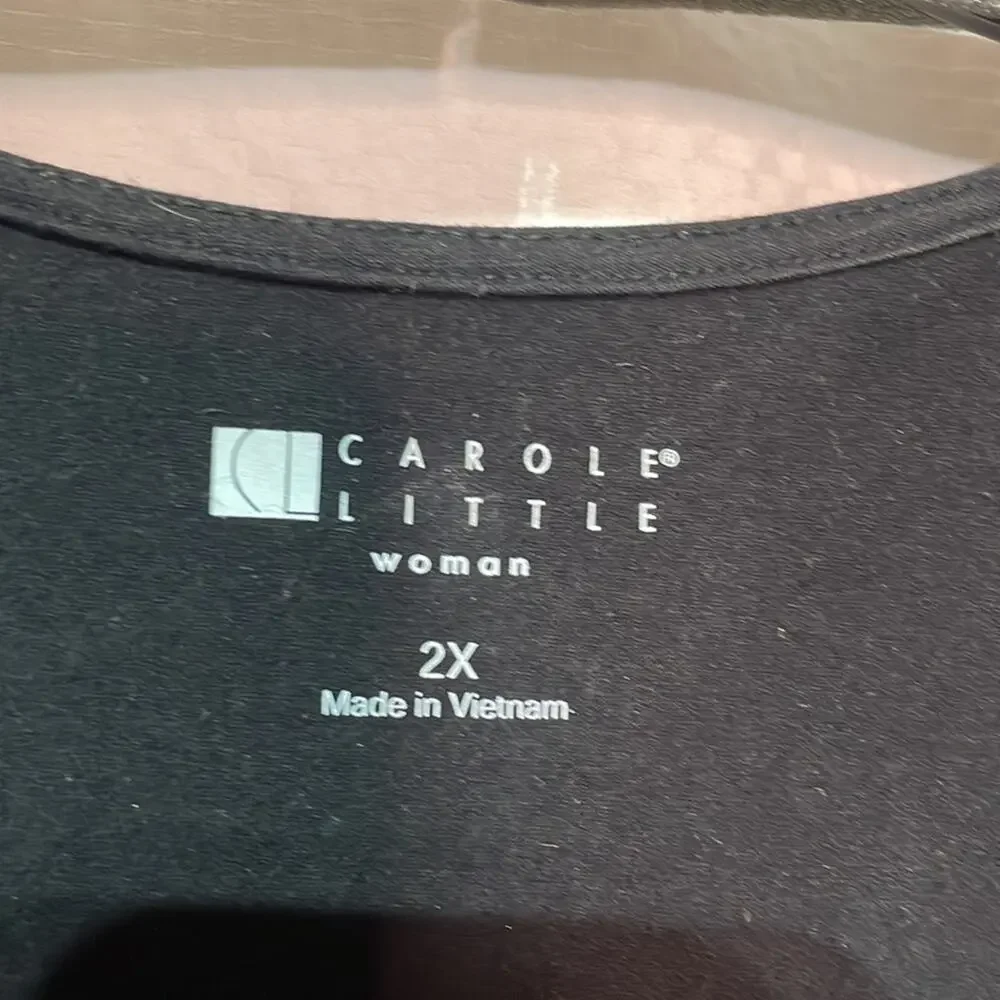 Carole Little 2x black cotton spandex slight scoop neck tank for layering euc